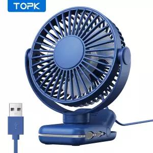 서큘레이터 TOPK K62B 소형 휴대용 클립 팬 USB 책상용 팬3단 속도 공기 720 회전식 초저소음 가정/사무실
