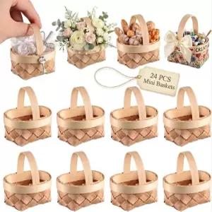 파티용 손잡이가 달린 24PCS 미니 직조 바구니는 공예품 장식을 결혼식 작은 농가 선호
