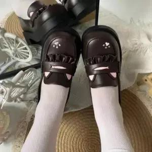 캐릭터로퍼 여성 2컬러 귀여운 냥이 통굽로퍼 학생로퍼 플랫구두