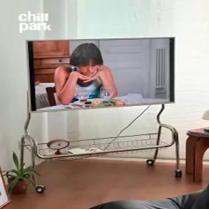 이동식 TV 스탠드 스테인리스 거치대 소형 거실용 모니터 받침대