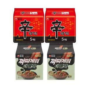 신신짜블2(농심 짜파게티 더 블랙, 116g, 4개입, 2개+신라면, 120g, 5입(멀티), 2개)