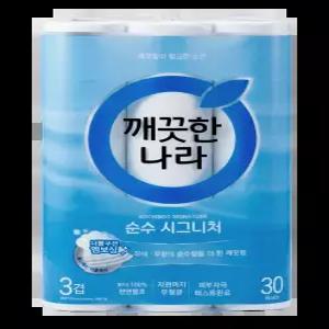 깨끗한나라 순수 시그니처 화장지(지폭 98mm) 3겹 30m 30롤 1팩