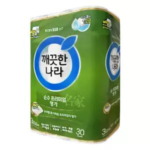 깨끗한나라 순수 명가 프리미엄 3겹 30m 30롤 화장지 ~ 두루마리 와이드 휴지