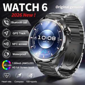 2026 새로운 GT6 프로 아웃도어 스포츠 스마트워치 남성용 AMOLED HD 스크린 NFC GPS 나침반 심박수 방수