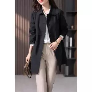 스트레인지 롱 여친 가을 일자 트렌치 데일리룩 고급스러움 헨리핏 코트 KUK3