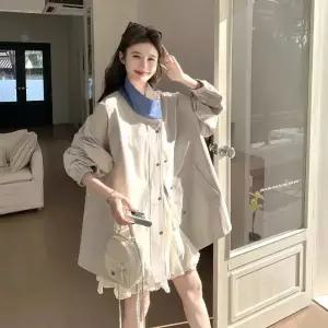 스트레인지 여사친 하프 캐주얼 무난하게 데일리룩 차이나 늘어져 트렌치 슬림핏 코트 봄가을 KUK3