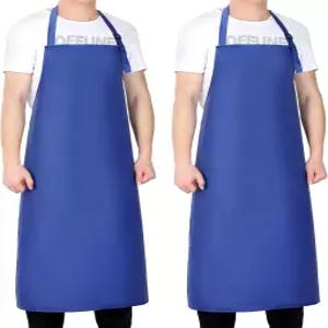 2팩 방수 고무 비닐 앞치마 40인치 셰프 남성용 헤비 듀티 화학 작업 주방용 조절 가능한 턱받이 연장 그릴