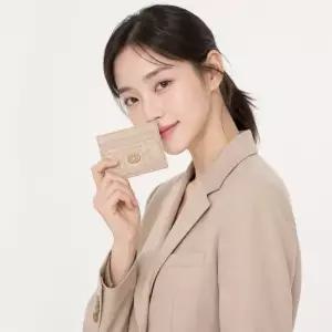 디올 Dior Jolie Freesia 카드 지갑 파우더 베이지 까나쥬 양가죽