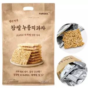 정성가득 찹쌀 누룽지 과자 고소하고 바삭한 무설탕 무가당 제로칼로리 쌀과자 3개 350g 봉지과자 학교 어