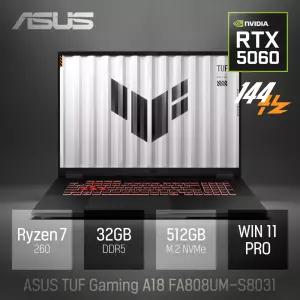 ⓒ ASUS TUF Gaming A18 FA808UM-S8031 32GB 512GB WIN11 / 18인치 포토샵 게임 고성능 코딩 캐드 노트북
