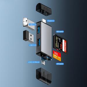 7in 1 다기능 USB 3.0 카드 리더기 마이크로 TF SD 메모리 플래시 드라이브 타입 C 어댑터 OTG