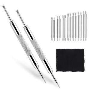 시계 밴드 핀 교체 키트, 16개 PCS 직경 1.5mm 헤비 듀티 스테인리스 스틸 시계 링크 제거기 세트 시계 스트랩 핀 조정 도구 링크 제거 키트 (길이 14-25mm)