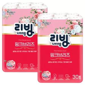 리빙 핑크브리즈 3겹 30롤 x 2팩 삼정펄프 휴지 화장지
