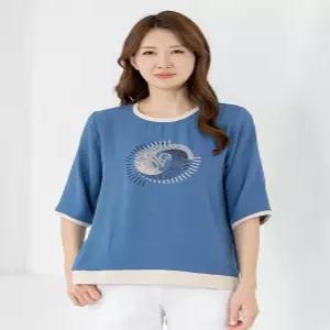 [모슬린]엄마옷 티셔츠 반팔 라운드 냉감 604FGH108 마담중년여성빅사이즈50대60대