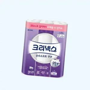 크리넥스 광폭108mm 3겹 천연펄프 순수소프트 와이드 생산 롤화장지 35m 24롤 3팩 4965300