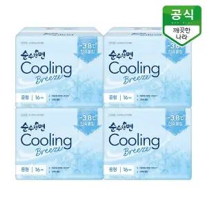 [깨끗한나라]순수한면 생리대 쿨링브리즈 중형 16P x 4팩