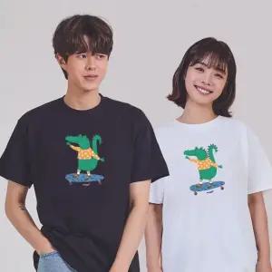 고품질 키밍 보트 악어 흰색면티 반팔맨투맨 그래픽반팔티 단체반팔티 (W6A507D)