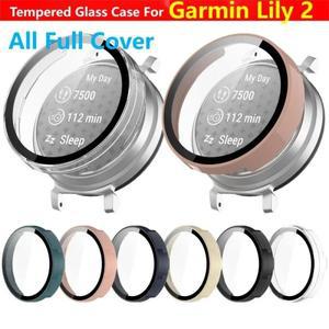 호환용 가민 Garmin 릴리 2 용 강화 유리 케이스, 스마트 워치 스트랩 스크린 보호대, 풀 커버 보호 범퍼,