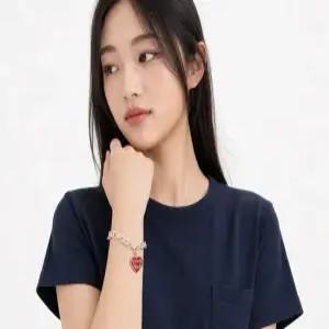 휴먼메이드 팔찌 남녀공용 하트 실버 팔찌 레드 HM27GD077 RED