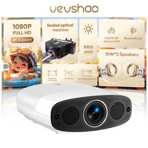 VEVSHAO 풀 HD 프로젝터 A22 4K  스마트 TV  WIFI  루멘 미디어 플레이어 비머