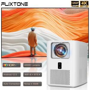 FlixTone E800 프로젝터 2K 풀 HD 영화용 ANSI 스마트 tv 안드로이드 데이터 쇼  시네마 WiFi 6 DLP 비머