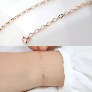 아내선물 마름모 체인 레이어드 로즈골드 금 팔찌 14K