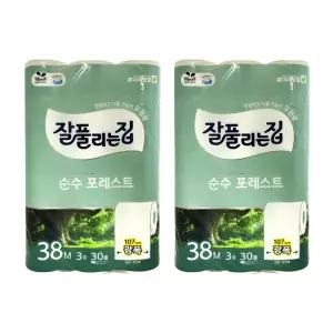 잘풀리는집 순수 포레스트 3겹 대용량 화장지 38m 30롤 x 2팩