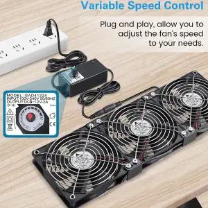 컨트롤러로 3000RPM 팬 냉각 120mm 12cm 12V 220V Btc 섀시 워크스테이션 캐비닛 GPU VGA용 라디에이터 서