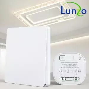 Lunzo RF 433 자체 생성 무선 스위치 1 갱 배터리 필요 없음 전원 방수 원격 제어 조명