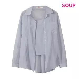[롯데백화점]SOUP 무지 슬리브리스 이너 앤 링클 긴팔 셔츠 S65LS02