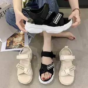 발편한 쿠션 스트랩샌들 6cm 통굽 여성샌들 여름 데일리 외출용 블랙 베이지
