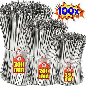 300/200/150mm 스테인레스 스틸 케이블 셀프 잠금 금속 헤비 듀티 고정 지퍼 스트랩 배기 랩 정리기