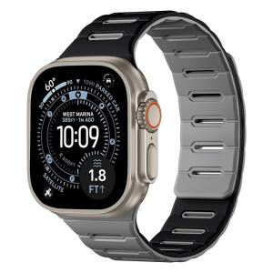 시리즈 11 밴드 46mm 남성 밴들레틱 더블 자석 호환 iWatch 49mm(Ultra3 / Ultra2) 45mm(9 8 7) 44mm(SE3 SE2 SE 6 5 4) 42mm(3 2 1) 블랙 그레이