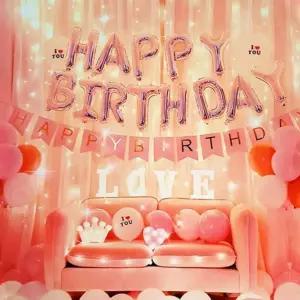 알러뷰 생일파티 풍선세트 LED전구 포함 이벤트 풍선장식 축하 셀프 포토존 해피벌스데이