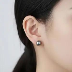 S925 스터디셀러 우아한 광택의 핵진주 2종 이어링 흑진주