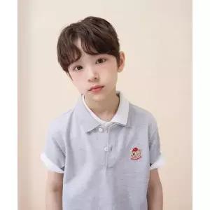빈폴 키즈 BI6242GE23 Essential 달이 반소매 피케 티셔츠 - 그레이 1032837