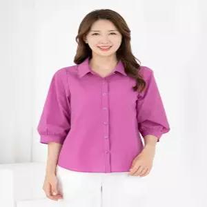 [모슬린]엄마옷 블라우스 7부 카라 오픈 605FGH087 마담중년여성빅사이즈50대60대