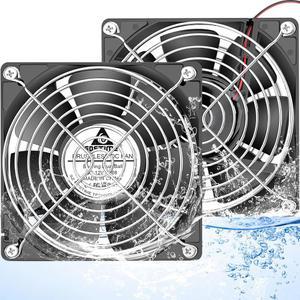 GDSTIME IP68 방수 팬 120mm x 25mm 12V DC 브러시리스 컴퓨터 케이스 냉각 듀얼 볼 베어링 2핀 RV 냉장고 환기용 2팩