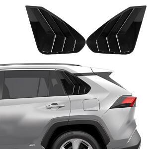 RAV4를 위한 XYHGM 2019 2020 2021 2022 2023 외부 액세서리 스포티 카 리어 사이드 윈도우 루버 에어 벤트 스쿱 쉐이드 커버 트림 블라인드 2PCS(밝은 피치 블랙)