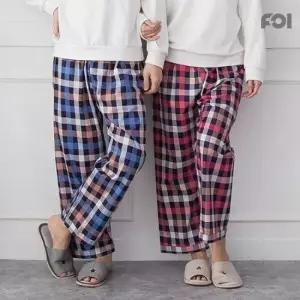 예스플러스 포이 특면 9부 바둑체크 커플파자마 잠옷 홈웨어 면파자마 파자마바지_10115874_588977