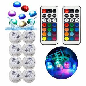 21key 원격 제어 RGB 잠수정 조명 IP68 배터리 작동 수중 야간 램프 꽃병 그릇 풀 파티