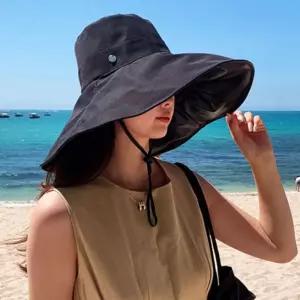 여자 벙거지모자 휴양지 바캉스 와이드챙 여름 버킷햇 와이드 자외선차단 메이리 사파리 햇블랙 낚시 햇빛