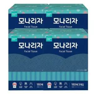 사각티슈 모나리자 미용티슈 각티슈 3입 180매 4팩