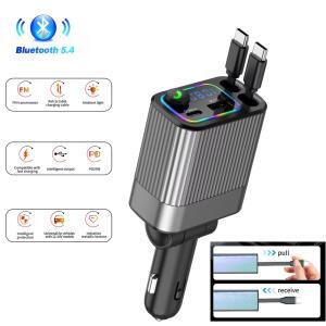 주행충전기 블루투스 FM 트랜스미터 케이블 4IN1 PD 접이식 고속 USB 충전 어댑터 충전기 차량용