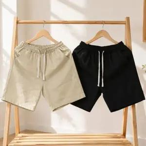 1+1 여성 린넨라이크 4부 반바지 여름 밴딩팬츠 와이드핏 2종세트