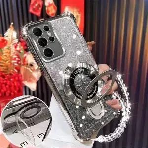 삼성 A13 A23 A33 A53 A73 A12 A22 A32 A52 A52S 4G 5G 케이스 충격 방지 반짝이 도금 마그네틱 홀더 팔찌