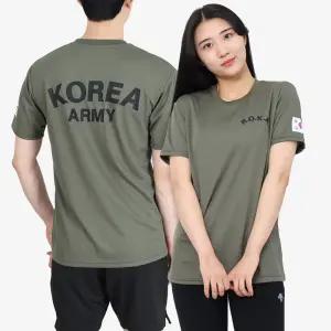 밀리랩 기본 로카티 카키 반팔 티셔츠 국방색 ROKA 군인 군대 쿨론 기능성 활동복