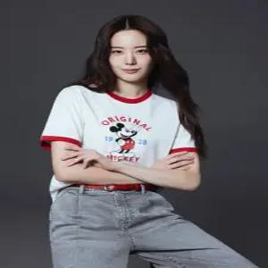 여성 쿨코튼 디즈니 콜라보 크롭 링거 반팔티 PHG2TS2430