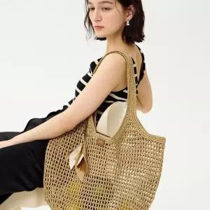 매장정품 닥스 ACC DAKS 쇼핑백동봉 베이지 라피아 꼬임 메쉬 숄더백 L DCBA6E58