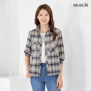엄마옷 모슬린 엄마옷 여름 린넨 마 체크 7부 자켓형 남방 605HJK215 중년여성/50대/60대/70대/빅사이즈/할
